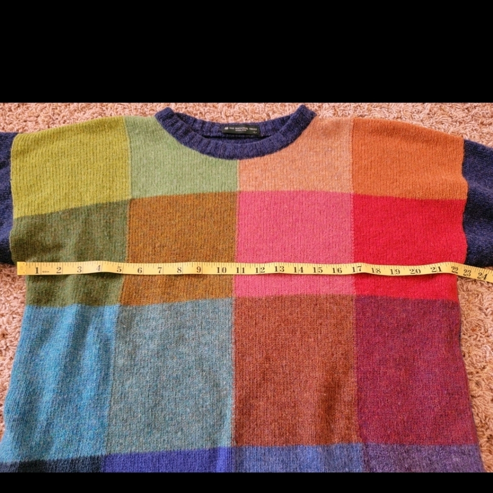 Vtg 100% Wool The National Trust England Rainbow Colorblock Mens Sweater! Large - Picture 5 of 12